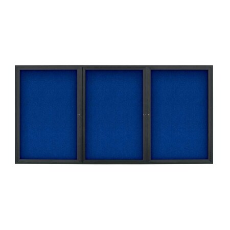 United Visual Products Sliding Door Indoor Enclosed Corkboard, 9 UV9030ACS-SATIN-CLOUD